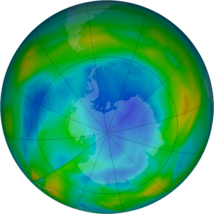 Antarctic ozone map for 26 July 1999